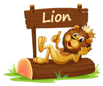 国王狮子和木制招牌照片