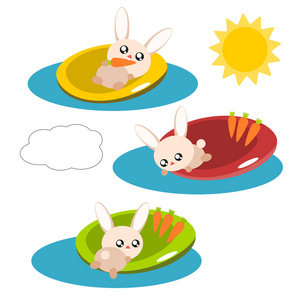 卡通兔在游泳池图