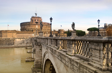 桥和圣天使城堡，罗马，意大利