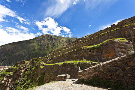 印加遗址的坦在旁在南美洲秘鲁库斯科的神圣山谷中的堡垒