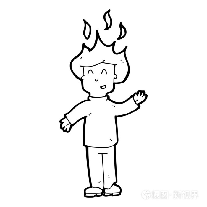 火灾卡通头发的男孩插画-正版商用图片1bdtgx-摄图新视界