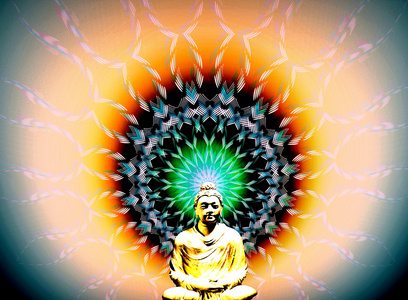 以明亮的白色光束在与闪光的蓝色闪光背景之间曼陀罗爱的能量连心如