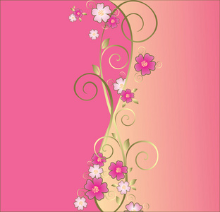 复古花卉粉红色背景