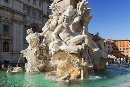 罗马，纳沃纳广场喷泉从贝尔尼尼在意大利