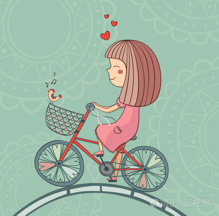 陶醉于的女孩骑自行车