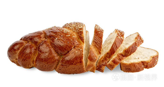 长条面包切片面包在白色隔离