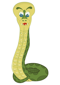 在白色背景上的插图卡通绿蛇