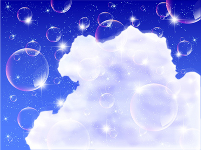 泡沫，云天空背景