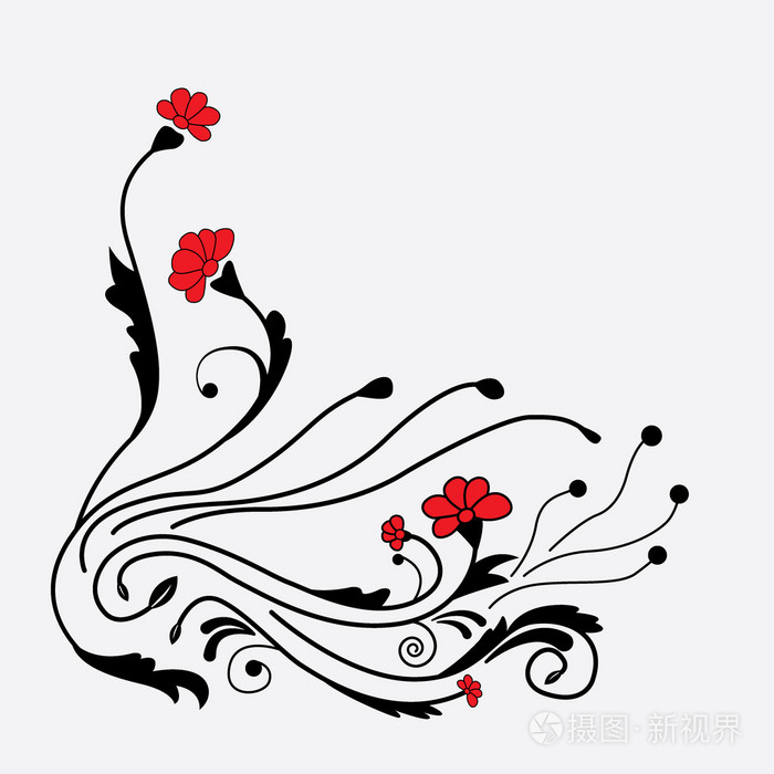 抽象的美丽花朵创意设计手绘