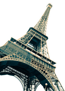 著名巴黎的埃菲尔铁塔上白色隔离