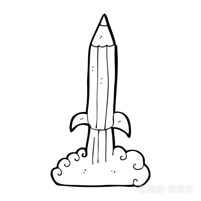 铅笔的火箭发射插画-正版商用图片1bepwa-摄图新视界