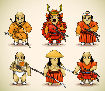 复古矢量字符日本武士面具头盔准备一场决斗国际象棋骑士矢量强的幕府