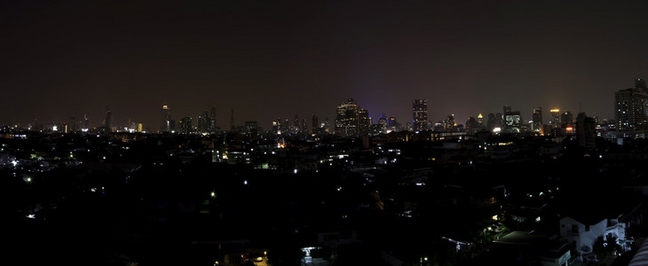 市区夜间曼谷城市全景图