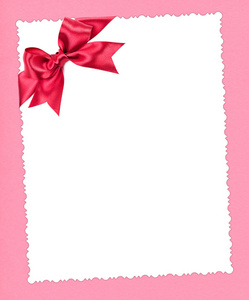 空白纸用上粉色的红色蝴蝶结