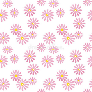 白色无缝粉色花朵图案