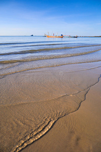 热带海滩，长尾船，安达曼海，泰国