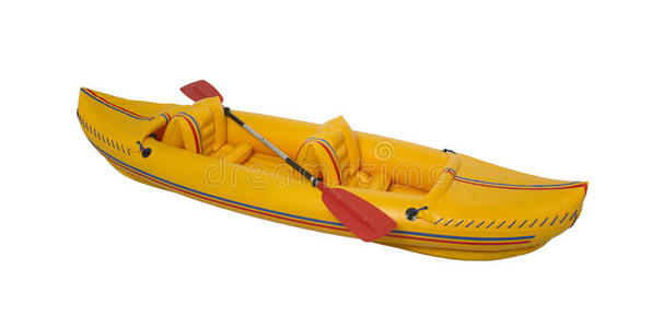 黄色塑料皮划艇。
