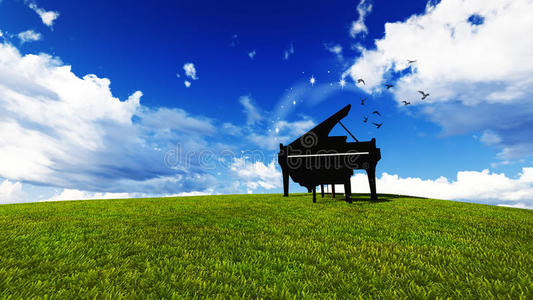 草地上的钢琴