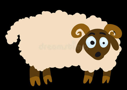 自然 牲畜 农业 动物 毛茸茸的 羔羊 面对 插图 可爱的