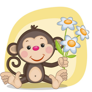 猴子妈妈和小猴子坐在路上.越南芽庄猴岛猴子猴子卡通卡通猴子微笑.