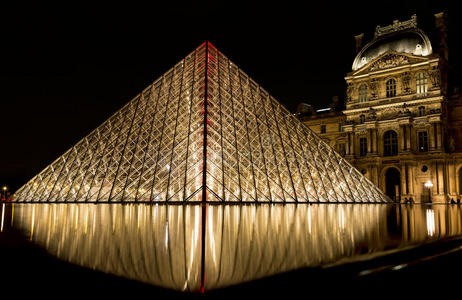巴黎卢浮宫夜景博物馆