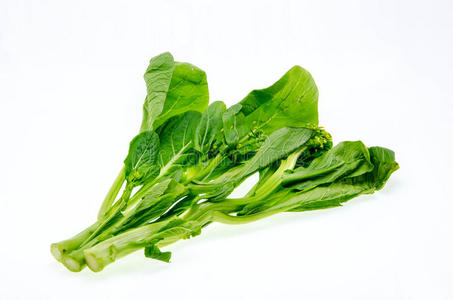 白底鲜绿色芥末(芥菜)照片