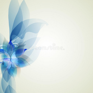蓝色花卉元素的抽象艺术背景