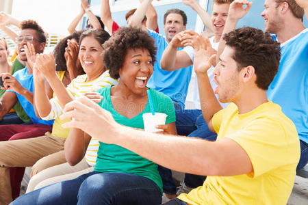 身着队服观看体育赛事的观众照片