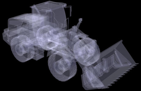 轮式装载机。x射线渲染