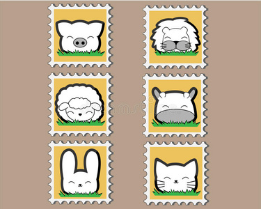 可爱小动物邮票套装