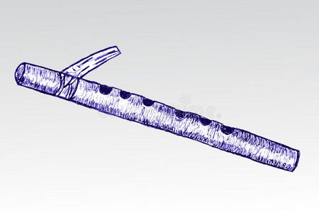 素描素描竹笛照片