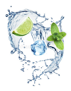 薄荷叶冰块图片