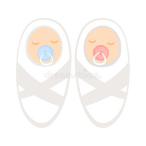 矢量图新生女婴和男婴