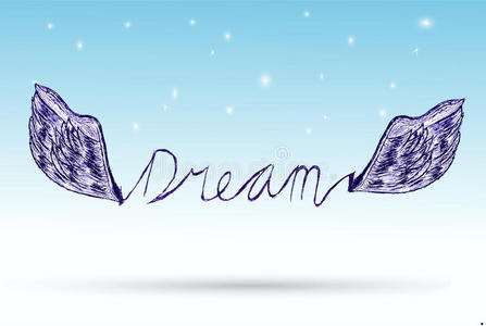手绘素描-翅膀与梦想照片