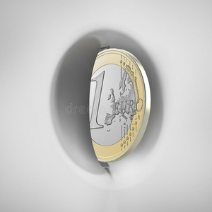 一欧元的白色硬币槽面板