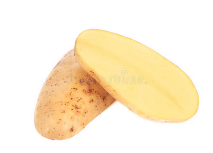 鲜切土豆的特写镜头。