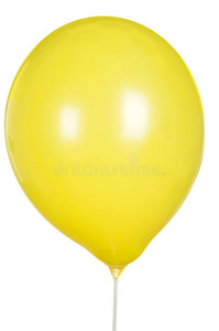 白色背景上隔离的单个黄色气球