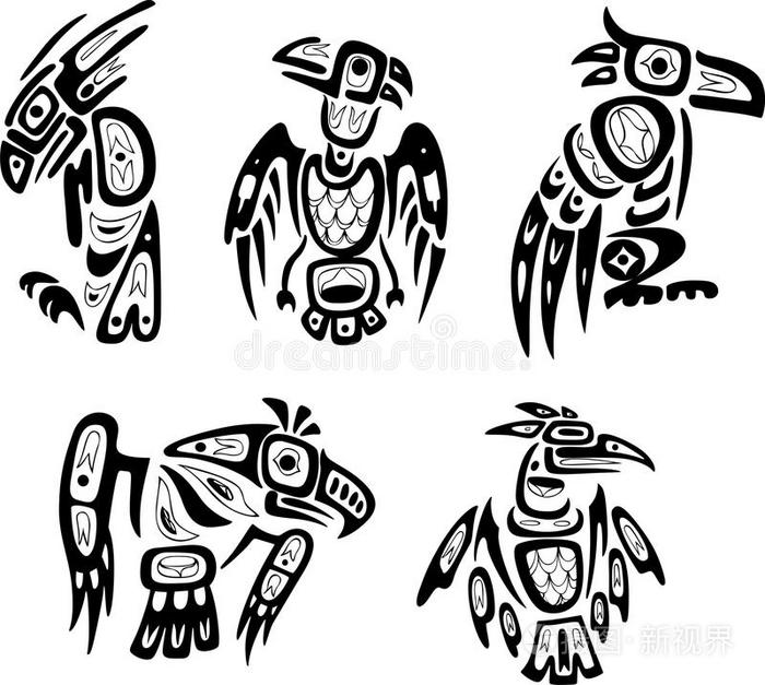土著印第安人肖肖恩部落绘画。鹰