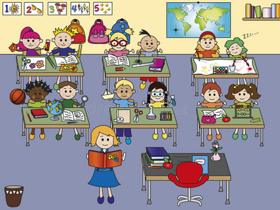 学校教室舞蹈人物宇航员舞蹈, 滑稽的姿势学校教室场景图标矢量插图