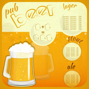 方形复古设计啤酒菜单