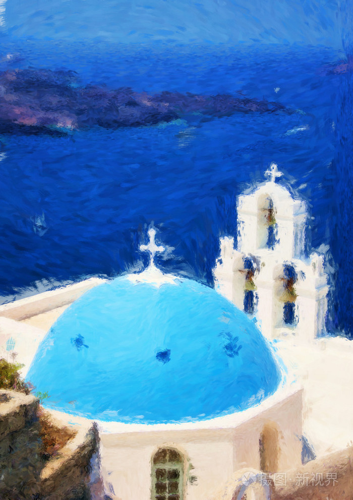 圣托里尼岛绘画04