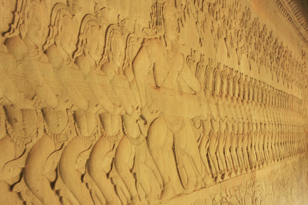 浅浮雕墙 吴哥窟庙，柬埔寨，暹粒