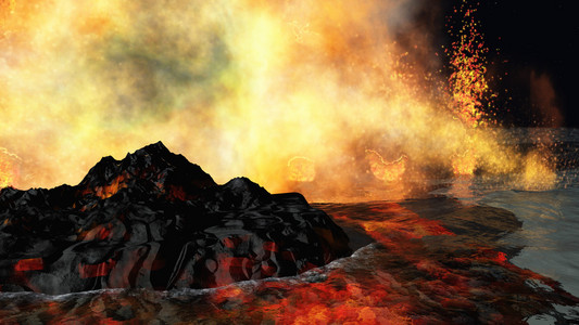 爆发在庞贝古城葡萄园那不勒斯全景, 城市的现代部分和维苏威火山在