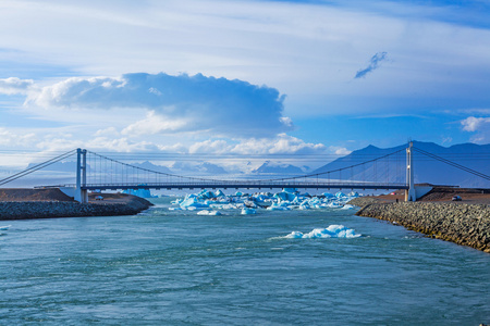 海峡对桥 jokulsarlon 冰川环礁湖