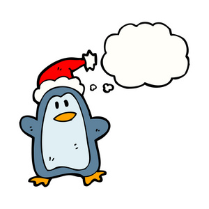 企鹅在圣诞老人帽子