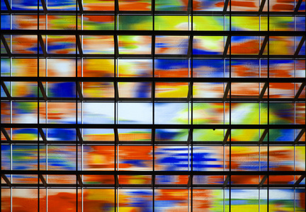 玻璃墙的声音和视觉在阿姆斯特丹，荷兰的 mediapark 博物馆