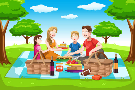 幸福的家庭野餐