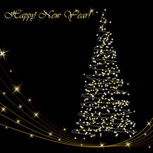 新年快乐 2014年贺卡与圣诞树