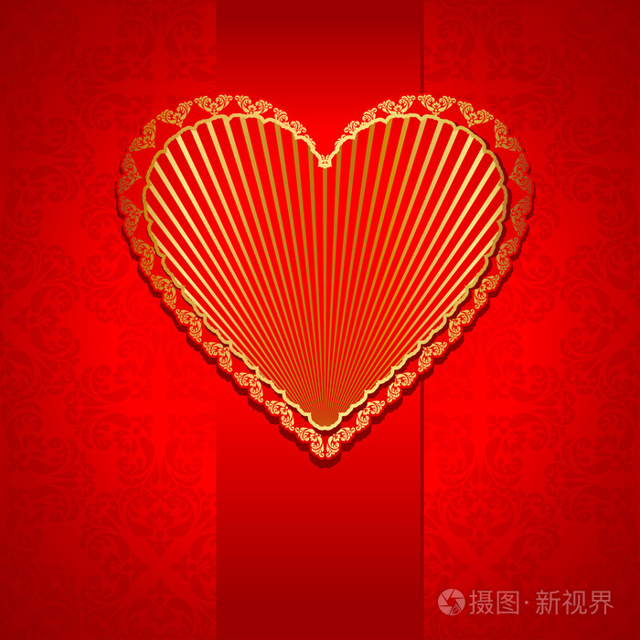 复古情人节豪华卡红色装饰背景