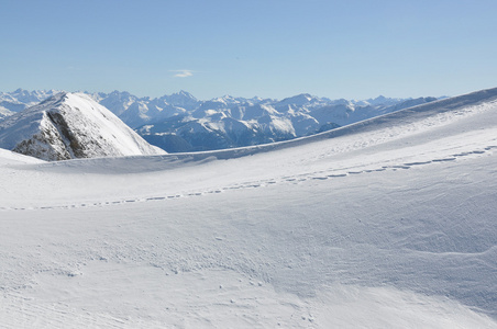 在瑞士的阿尔卑斯山 snowdrifts